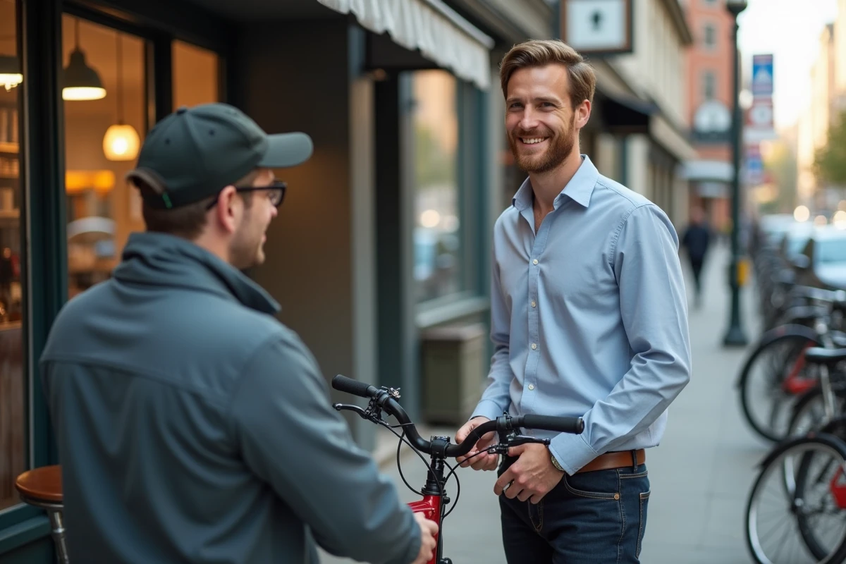 Homme discutant avec un serrurier dans la rue
