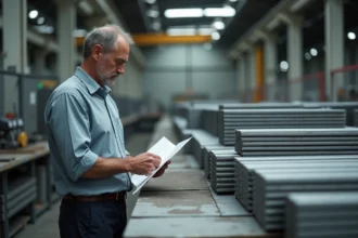 Ingénieur industriel inspectant des tubes en aluminium